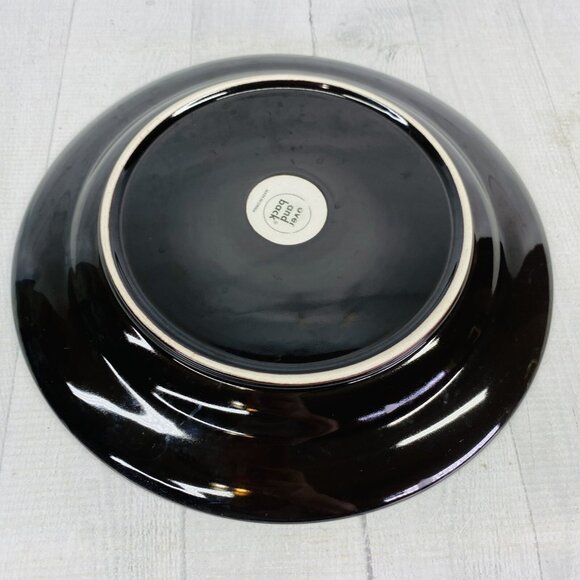 Over and Back Crackled Design Red Bronze Rim Round Ceramic Dinner Plates Set 4 - Picture 5 of 16